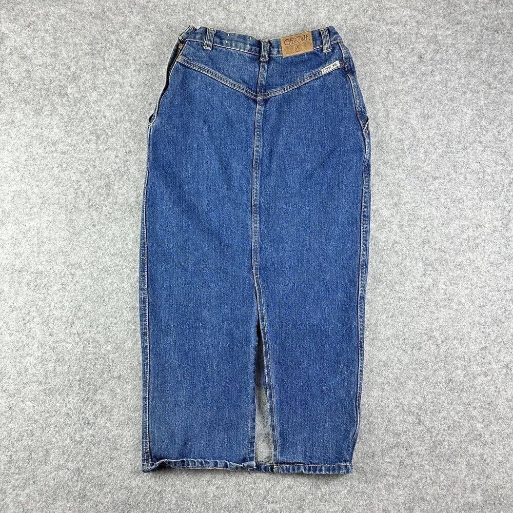 Vintage Cherokee Denim Maxi Skirt Size 5 Bareback 60s 70s Talon 42 USA Made